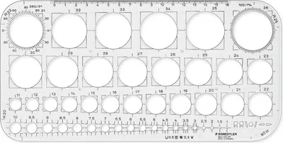 Produktbild von Kreisschablone 1-36mm transparent Packung mit 10 Stück