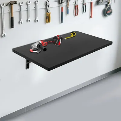 Image de Table pliante murale - Table de cuisine et de bureau - 81 x 45,5 cm - Acier et bois - Capacité de charge : 250 kg