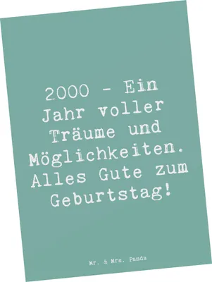 Produktbild von Mr. & Mrs. Panda Postkarte Spruch 2000 Geburtstagsträume - Meeresbrise - Geschenk, Grußkarte, Träume, Postkarten, Glückwunsch, Ansichtskarten, Ansichtskarte, Fotokarte