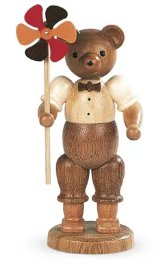 Obrázek produktu pro Sběratelská figurka medvěda s větrným mlýnem příroda malá výška 10 cm NOVINKA