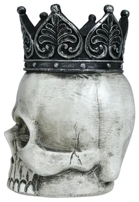 Produktbild von Totenkopf mit Krone 14x11 cm aus Polyresin, Halloween-Dekoration Weiß