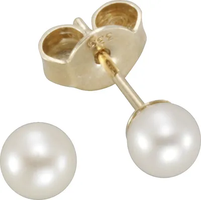 Produktbild von F Ohrstecker 585/- Gold 0,4cm gelb Süßwasserzuchtperle weiß 360320206-1