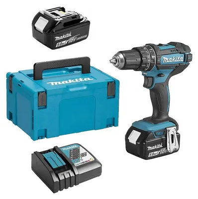 Image de Perceuse visseuse à percussion MAKITA DHP482RTJ 18 V Li-Ion 5 Ah Ø 13 mm