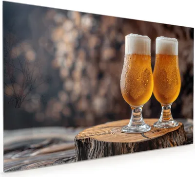 Produktbild von Küchenrückwand Spritzschutz Glas mit Motiv Bier auf Holz 40 x 40 cm