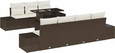 Produktbild von vidaXL Gartensofa-set mit Kissen 8 pcs Braun und Creme