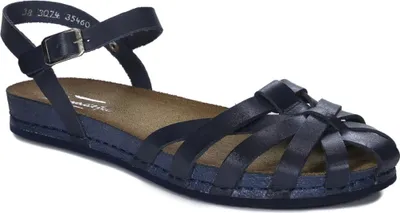 Produktbild von Sommerschuhe 0307417000 Marineblau Naturleder mit geflochtenen Riemen und offener Ferse