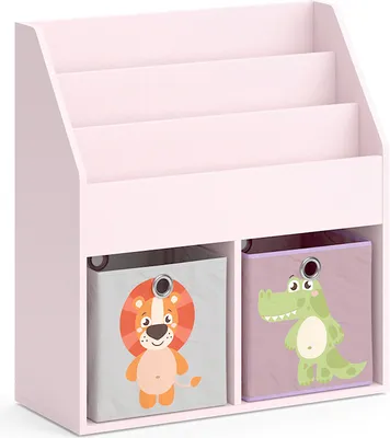 Produktbild von Kinderregal Vicco Luigi Rosa 72 x 79 cm mit 2 Faltboxen (Löwe, Krokodil), Model 40769