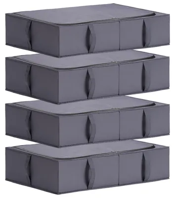 Obrázek produktu pro Úložné boxy pod postel – 4 kusy – tmavě šedá barva – rozměry 70 x 42 x 18 cm