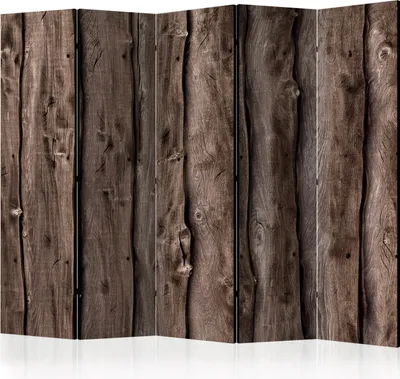 Produktbild von 5-teiliger Doppelseitiger Vlies Paravent - Wooden Melody II 225x172 cm Muster f-B-0126-z-c