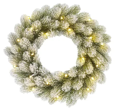 Produktbild von Black Box Trees Nagoya Weihnachtskranz mit LED-Beleuchtung und Timerfunktion - H12 x Ø45 cm - Grün