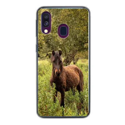 Produktbild von MuchoWow® Handyhülle Schutzhülle Hülle für Samsung Galaxy A40 Pferd - Wald - Gras Silikon Softcase Handy Hülle - Handy-Tasche