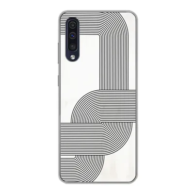 Produktbild von MuchoWow® Handyhülle Schutzhülle Hülle für Samsung Galaxy A30s Kunst - Schwarz - Weiß - Linie Silikon Softcase Handy Hülle - Karteninhaber
