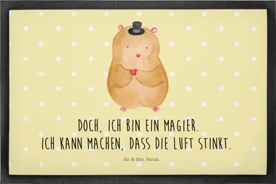 Produktbild von Mr. & Mrs. Panda Schmutzfangmatte Hamster Hut 50 x 75 cm - Gelb Pastell - Geschenk, Fußabtreter, Schuhabstreifer, Lustige Sprüche, Zylinder, fußmatte, Fussmatte, Zauberer