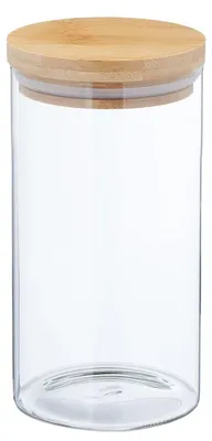 Vorratsdose aus Glas und Holz, 1000 ml, 10x10x24 cm