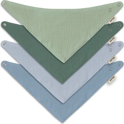 Produktbild von Musselin Baby und Kleinkind Halstücher Set 4 Stück Dreieckstücher Spucktücher Baumwolle Lätzchen