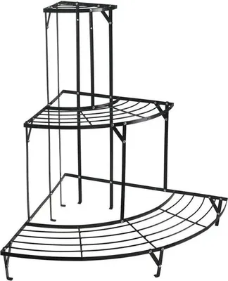 Immagine prodotto di Portavasi da giardino nero 75 x 60 cm - Portavasi semicircolare a 3 ripiani