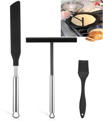 Produktbild von Crêpes-Maker-Zubehör-Set 3-teilig, Edelstahl, hitzebeständig, für Küche