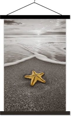 Produktbild von MuchoWow® Textilposter Seesterne - Strand - Golf 60x90 cm mit schwarzem Rahmen - Poster Wohnzimmer