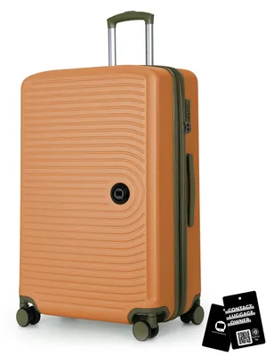 Produktbild von Hauptstadtkoffer - Großer Koffer + digitaler Kofferanhänger, Reisekoffer XL Erweiterung, Hardcase Rollkoffer 4 Rollen Aufgabegepäck 130L TSA-Schloss,Marille