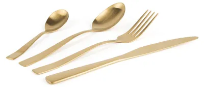 Besteckset 16-teilig, Gold, PVD-beschichtet, Edelstahl 18/0