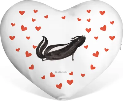 Produktbild von Mr. & Mrs. Panda Sofakissen Stinktier Yoga - Weiß - Geschenk, Liebe, Namaste, Skunk, dekoartikel, Dekokissen, Liebeskissen, Wildtier, Kuschelkissen, Herzkissen