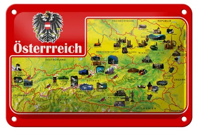 Produktbild von Blechschild Reise 12x18 cm Österreich Landkarte Deko Schild