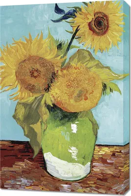 Image de Tableau 60 x 90 cm Vase avec trois tournesols, Van Gogh Vintage