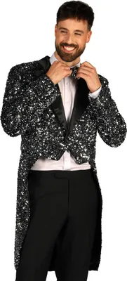 Produktbild von Frack Broadway Pailletten silber schwarz Herren, Groesse:M