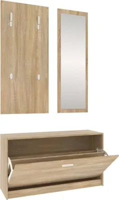 Produktbild von 3-in-1 Schuhschrank-Set Sonoma-Eiche Holzwerkstoff