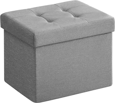 Produktbild von Aufbewahrungshocker/Sitztruhe - Faltbarer Sitzhocker - 30×30×30 cm Würfel - Mit Stauraum - Hellgrau