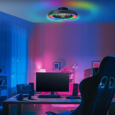 Immagine prodotto di Lampada da soffitto a LED con ventola, 48,5 cm, RGB digitale, CCT, dimmerabile