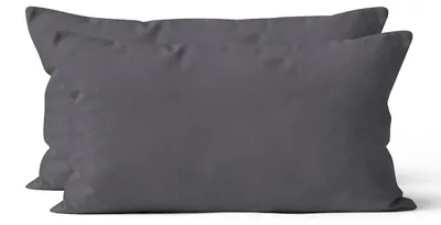 Produktbild von 2 er Set Mikrofaser UNI Kissenhüllen Kissenbezüge Kopfkissenbezug 40x80 cm, Anthrazit