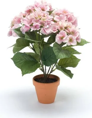 Produktbild von artplants.de Kunstblume Hortensie JONE im Tontopf, rosa, 40cm - Textil Hydrangea - Hortensie künstlich