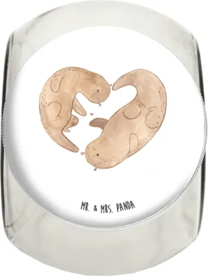 Produktbild von Mr. & Mrs. Panda Bonboniere Otter Valentine XL 2000ml - Weiß - Geschenk, Vorratsglas, Kaffeedose, Vorratsbehälter, für Freundin, Teedose, Valentinstag, Partner, Frauen