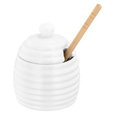Produktbild von Honigbehälter mit Löffel Judge Essentials, Porzellan, 9,3x9,3x14 cm, 200 ml, weiß