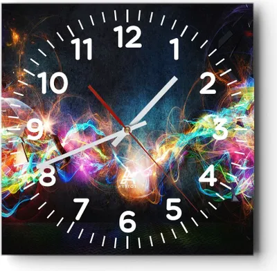 Produktbild von Wanduhr - Quadrat - Glasuhr - Abstraktion modern - 30x30cm - Schleichendes Uhrwerk - Lautlos - zum Aufhängen bereit - Dekoration Modern - Wanddekoration aus Glas - C4AC30x30-3512