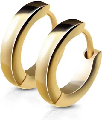 Produktbild von viva-adorno 1 Paar Damen Ohrringe Creolen Edelstahl glänzend poliert schmal ER94_2,5mm, gold