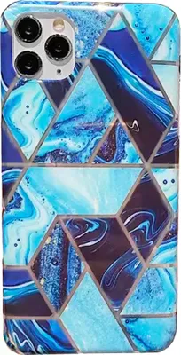 Produktbild von Hülle für Apple iPhone 12/12 Pro - Marmor TPU Schutzhülle Handyhülle Case - Blau