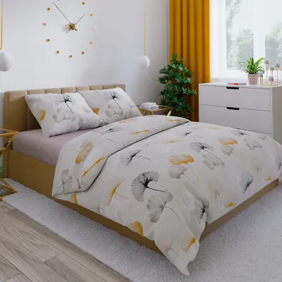 Produktbild von GINKO Bettwäsche 160x200 cm - Satin Baumwolle, zartes Blumenmuster