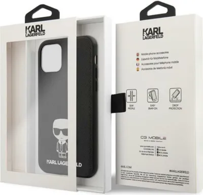 Produktbild von Karl Lagerfeld Apple iPhone 12 Mini Black Back cover case - Saffiano