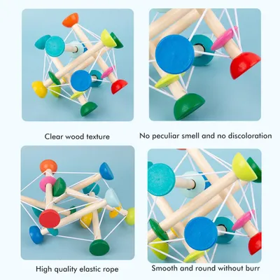Immagine prodotto di Palla elastica in legno per bambini, giocattolo, presa, rimbalzo, capacità di percezione precoce per bambini