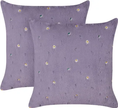 Obrázok produktu pre BELIANI Sada 2 dekoratívnych vankúšov fialová polyester 45 x 45 cm štvorcová kvetinový vzor doplnky
