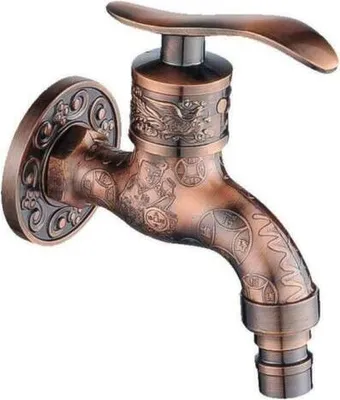 Produktbild von Wasserhahn Auslaufhahn Auslauf Messing Nostalgie Antik Hahn Regentonne Vintage rot