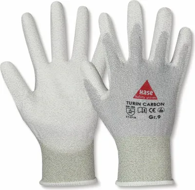 Produktbild von HASE SAFETY GLOVES Montagehandschuhe, TURIN CARBON, EN388, EN 420, antistatisch, grau/weiß, Größe 9