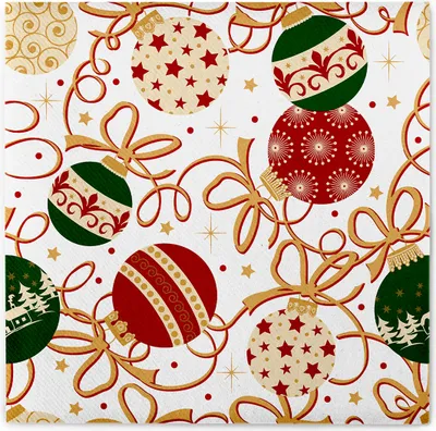Produktbild von Sovie HORECA Weihnachtsserviette Belinda aus Linclass® Airlaid 40 x 40 cm, 50 Stück - Christbaumkugeln
