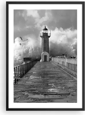 Produktbild von Gerahmtes Poster - Schwarzer Rahmen - Laterne Meer Portugal - 50x70 cm - Wand Bild - Wanddeko - Wandbilder - Kunstposter - Wandposter - Bilderrahmen - Bilder - Kunstdruck - P2BPA50x70-4913