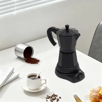 Image de Cafetière - Cafetière électrique à moka/expresso - 480 W - 300 ml - Métal - Avec socle
