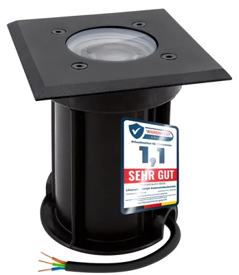 Produktbild von SSC-LUXon BOQU LED Bodeneinbaustrahler eckig IP67 für Außen schwarz - inkl. LED GU10 warmweiß 2W - Gartenstrahler Bodenleuchte für Wege,Terrasse & Einfahrt