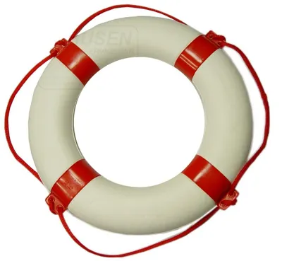 Image de Bouée de sauvetage blanche et rouge - 57x34 cm - Polyester - Sécurité