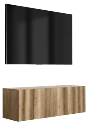 Zdjęcie produktu dla Szafka pod telewizor z żłobkowanym frontem, dąb Craft, 100 × 32 × 33,6 cm